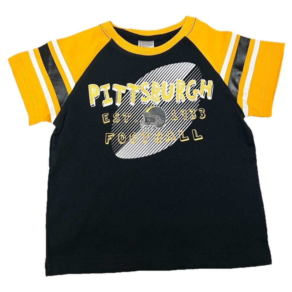 Pittsburgh Est. 1933 Football Shirt 2T Tee Top Black Yellow Cotton Baby Clothing - Picture 4 of 5